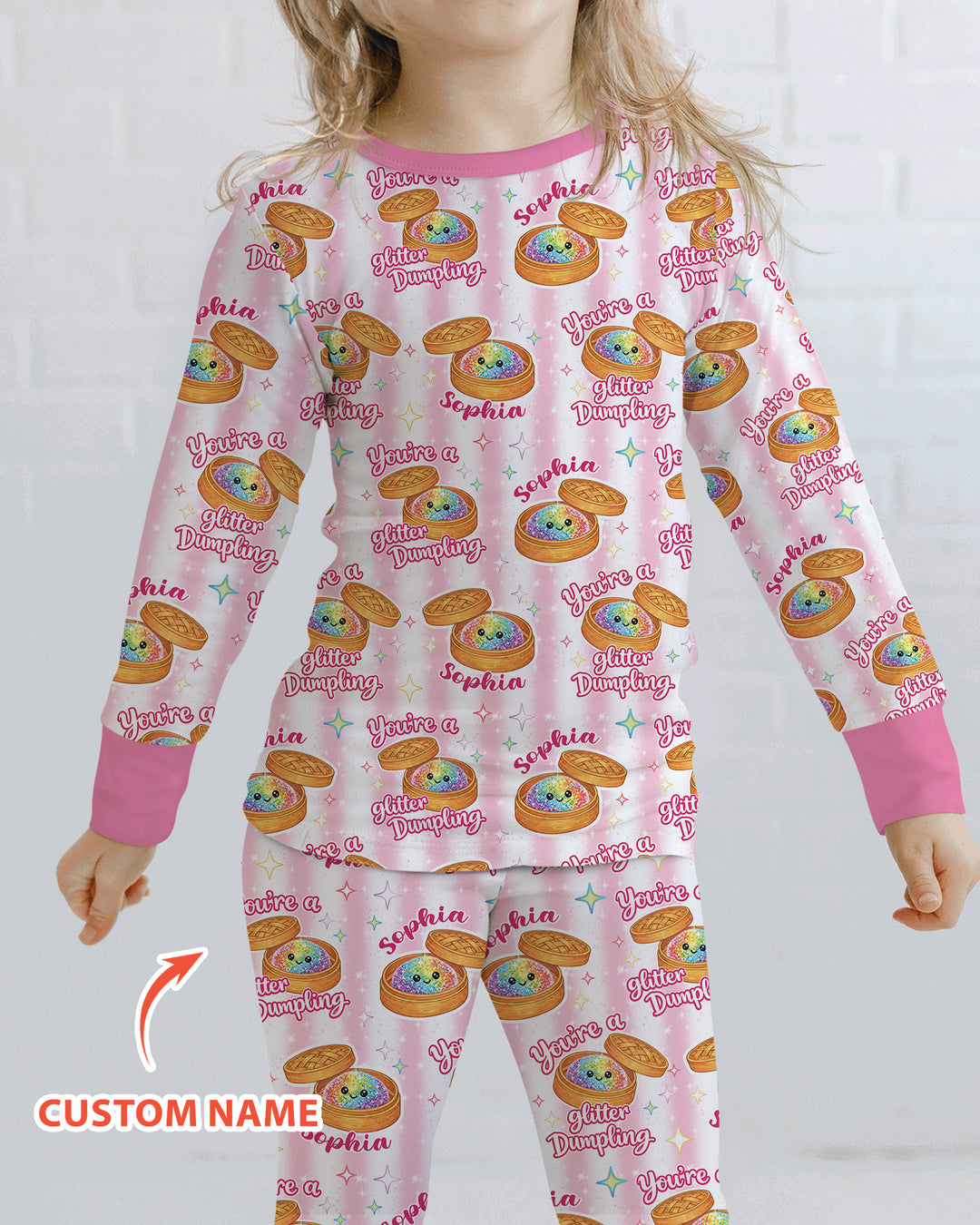 Personalized You're Glitter Dumpling Bamboo Two Piece Long Sleeve Pajama Set