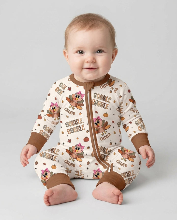 Custom Name Gobble Gobble Bamboo Convertible Zippy