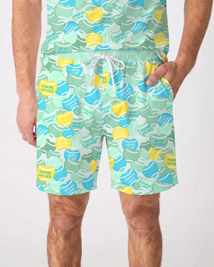 Tennis Candy Family Matching Bamboo Men Short Sleeve Short Pajama Set