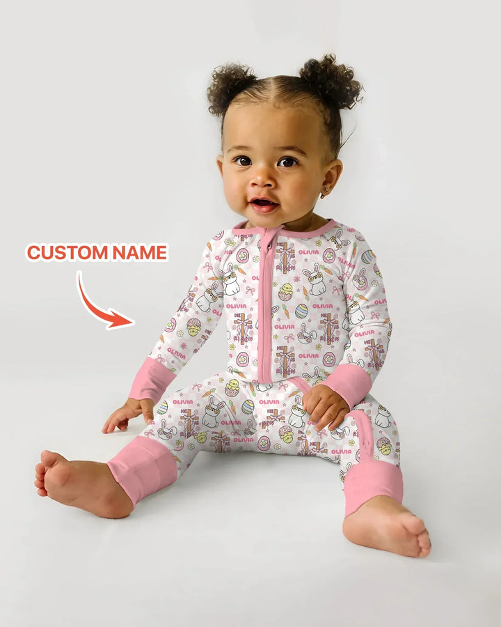 Custom Name Retro Easter Bamboo Convertible Zippy