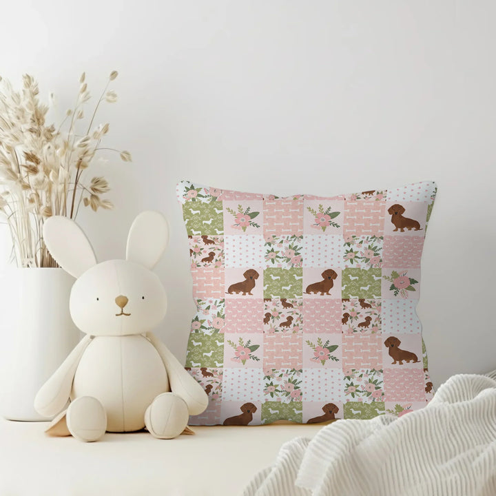 Floral Dachshund Grace Bamboo Pillow Case