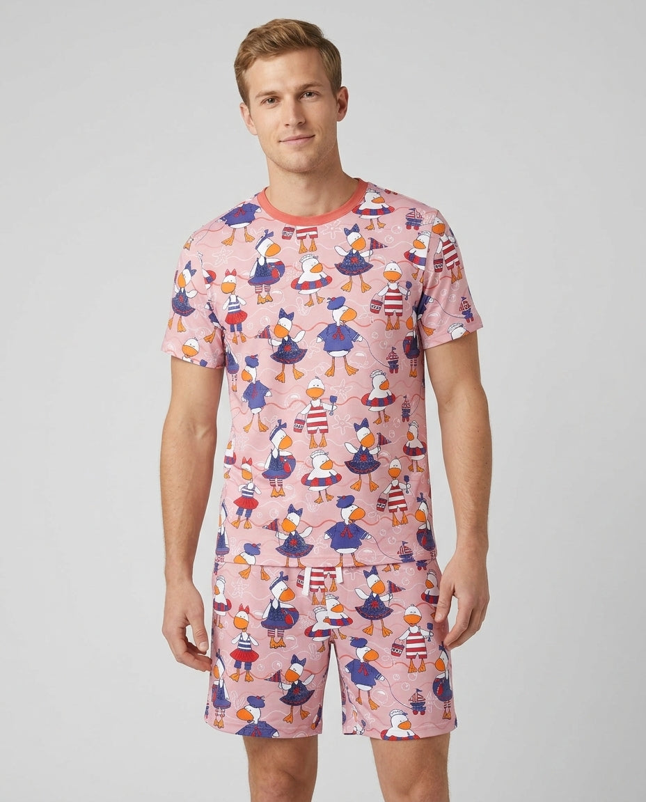 Freedom Floaties Family Matching Bamboo Men Short Sleeve Short Pajama Set