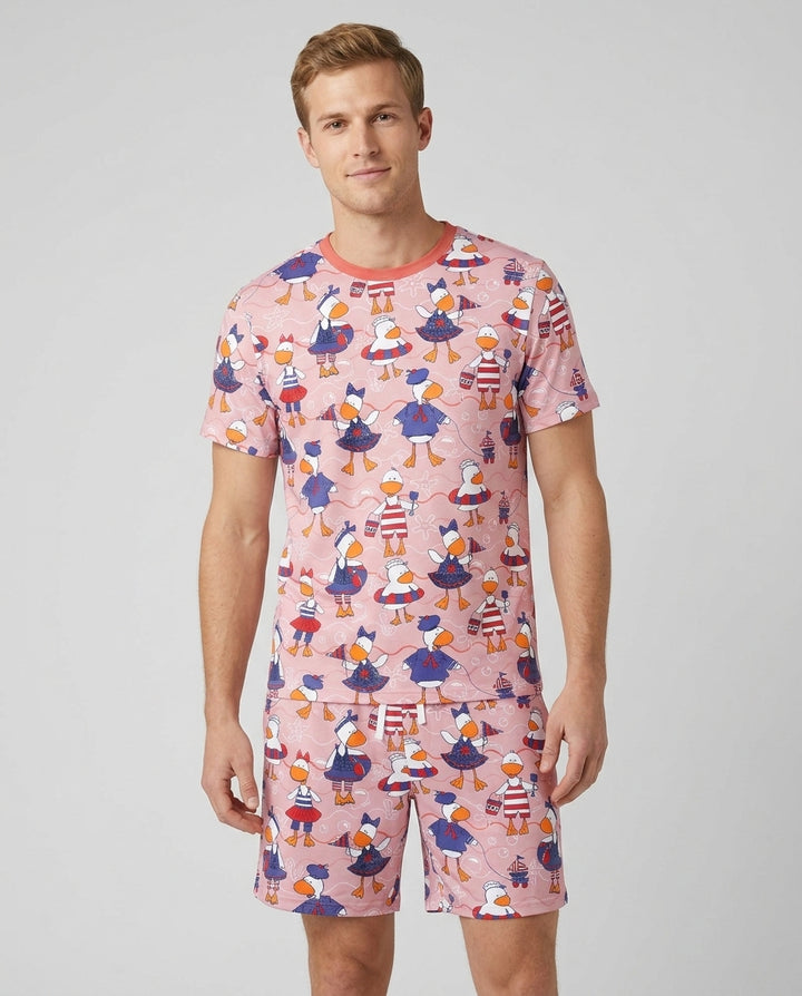 Freedom Floaties Family Matching Bamboo Men Short Sleeve Short Pajama Set
