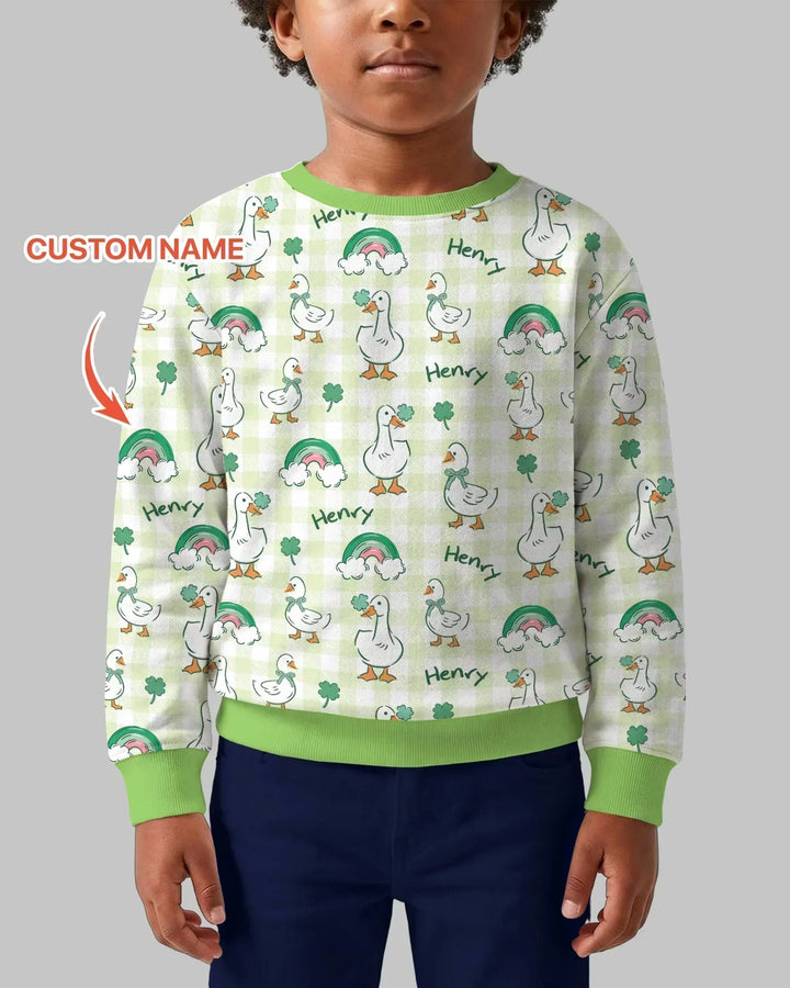 Custom Name Lucky Ducks Bamboo Crewneck Sweatshirt