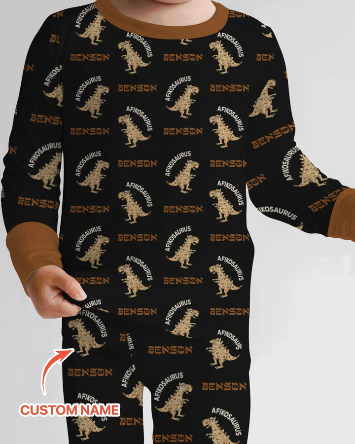 Custom Name Afikosaurus Bamboo Two Piece Long Sleeve Pajama Set