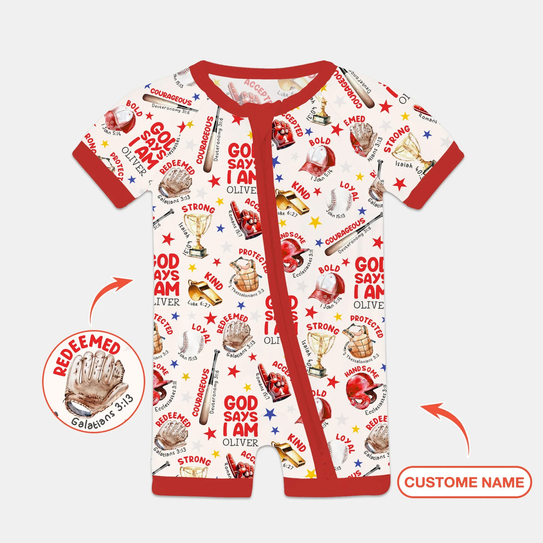 Baseball God Says I Am Custom Name Bamboo Shorty Zippy