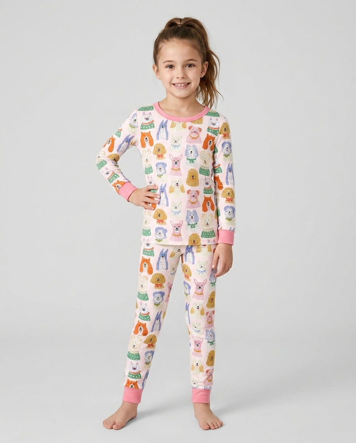 Puppy Portrait Bamboo Two Piece Long Sleeve Pajama Set