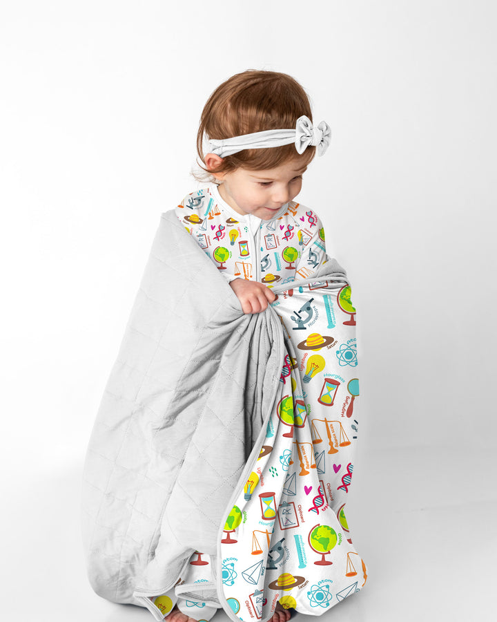 Tiny Scientist Explores The World  Bamboo Quilt Blanket