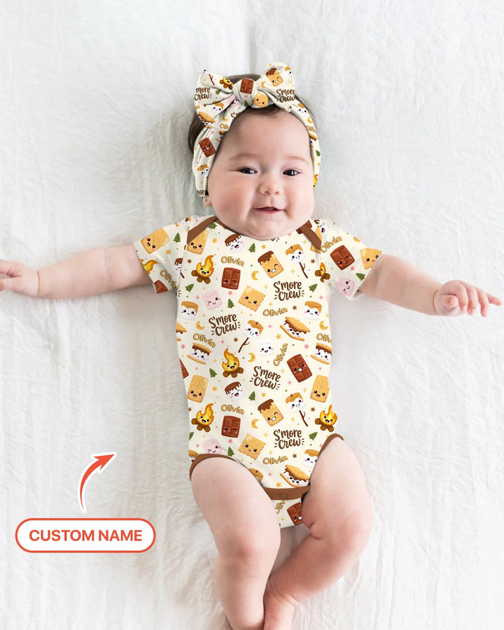 Custom Name Kawaii S'more Crew Family Matching Bamboo Bodysuit