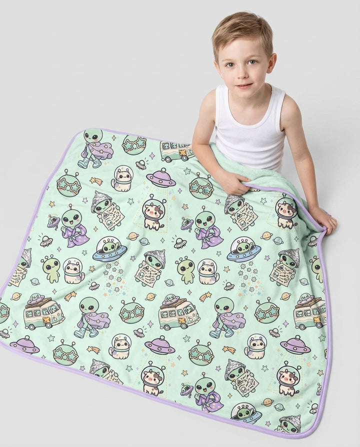 Little Alien Explorer Bamboo Blanket