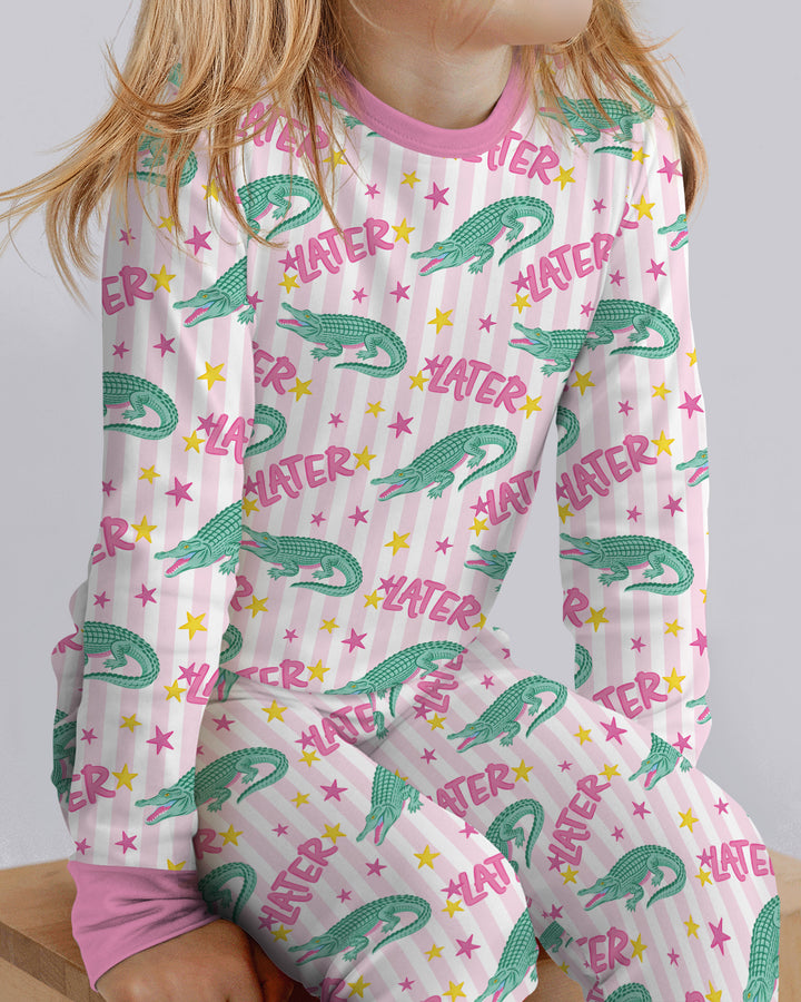 Later Gator After A While Crocodile Bamboo Two Piece Long Sleeve Pajama Set