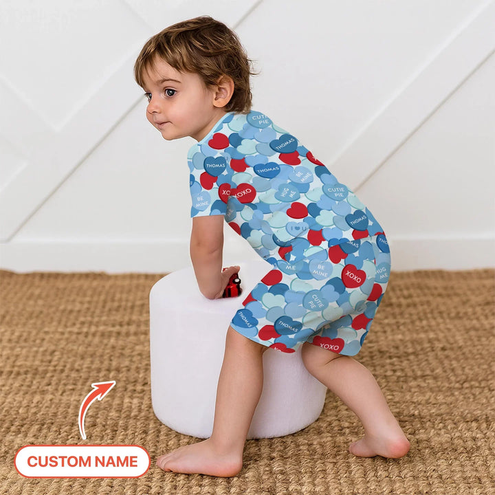 Valentine Candy Crush Family Matching Bamboo Two Piece Short Sleeve Shorts Pajama Set