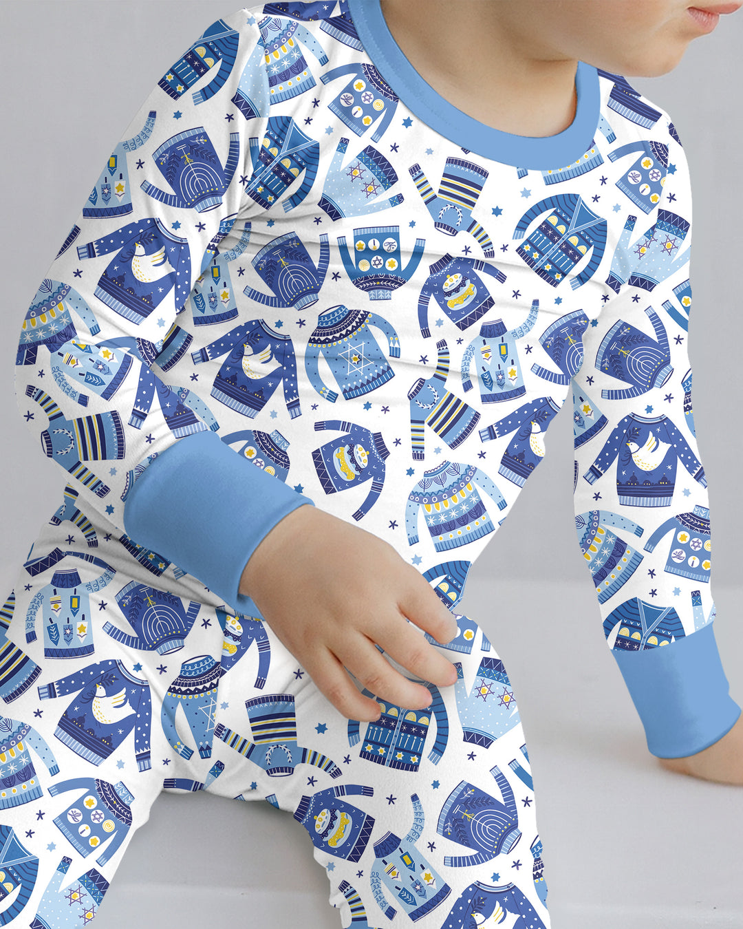 Cute Hanukkah Jumpers Bamboo Two Piece Long Sleeve Pajama Set