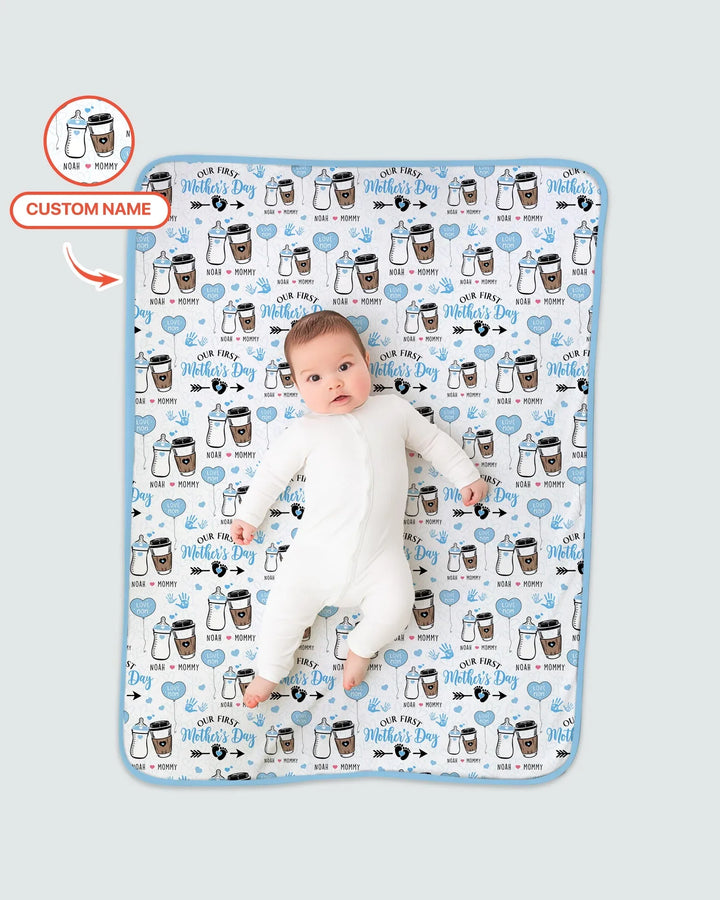 Custom Name First Mother's Day Drink Bamboo Blanket