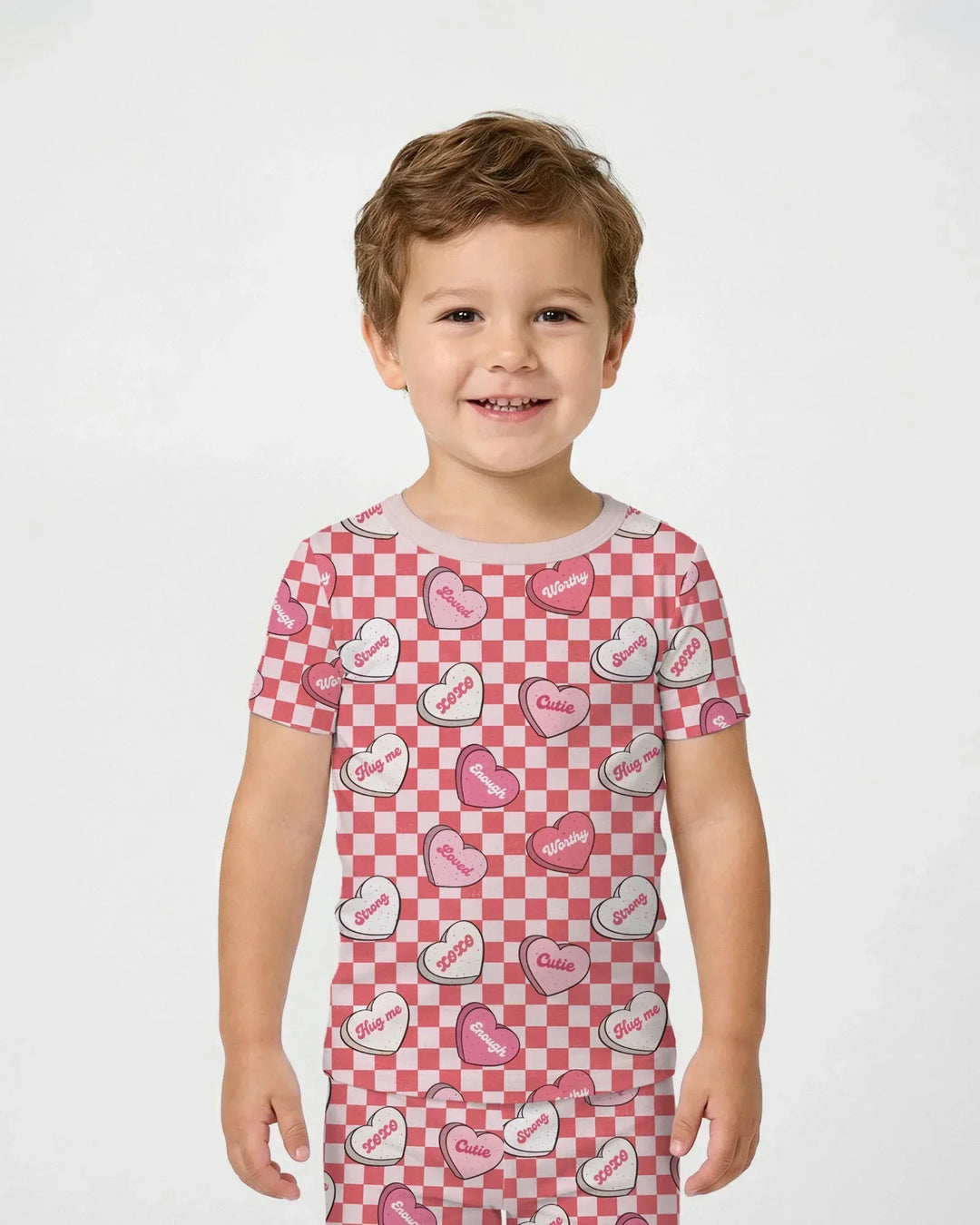 Valentine in Hearts Bamboo Two Piece Short Sleeve Pajama Set
