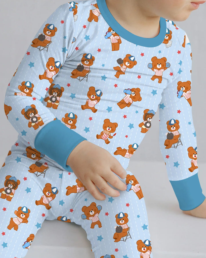Born To Play Baseball Bamboo Two Piece Long Sleeve Pajama Set