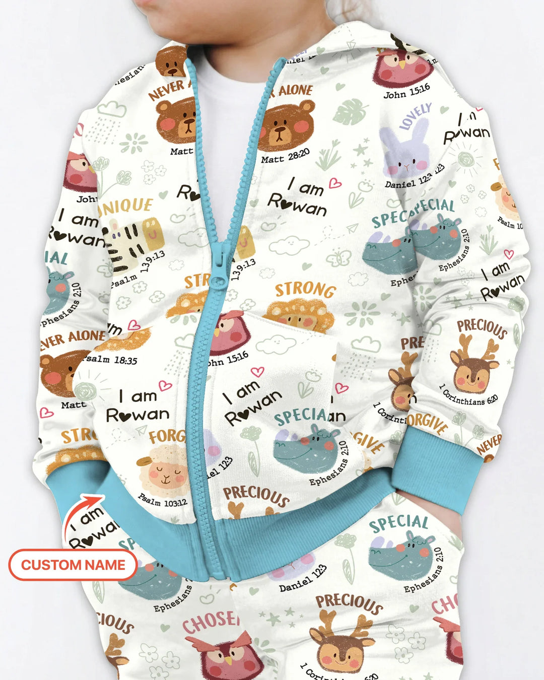 God’s Little Zoo Custom Name Bamboo Zip Hoodie