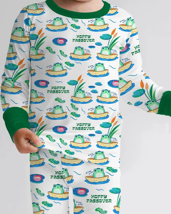 Hoppy Passover Family Matching Bamboo Two Piece Long Sleeve Pajama Set