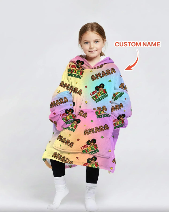Custom Name I Am Black History Custom Bamboo Blanket Hoodie