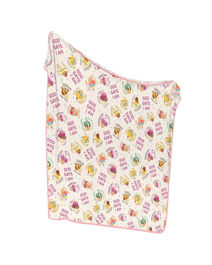 Cute Cupcake God Says I Am Bamboo Blanket