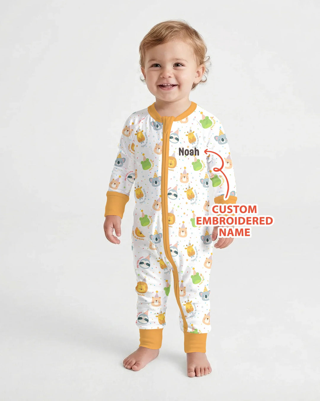 1st Birthday Personalized Embroidered Baby Bamboo Convertible Zippy