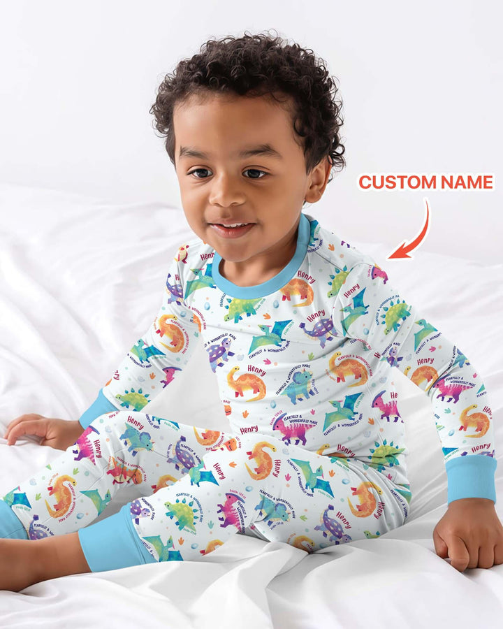 Fearfully & Wonderfully Made Custom Name Boy Bamboo Two Piece Long Sleeve Pajama Set