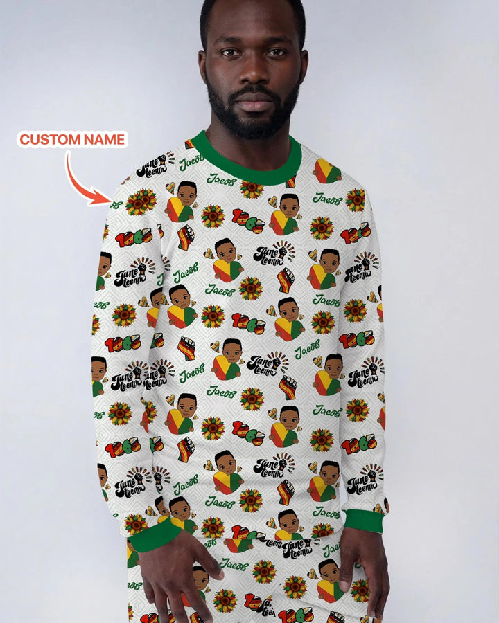 Custom Name Bloom in Freedom Men's Pajama Set
