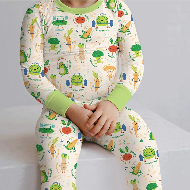Exercise Veggie Bamboo Two Piece Long Sleeve Pajama Set