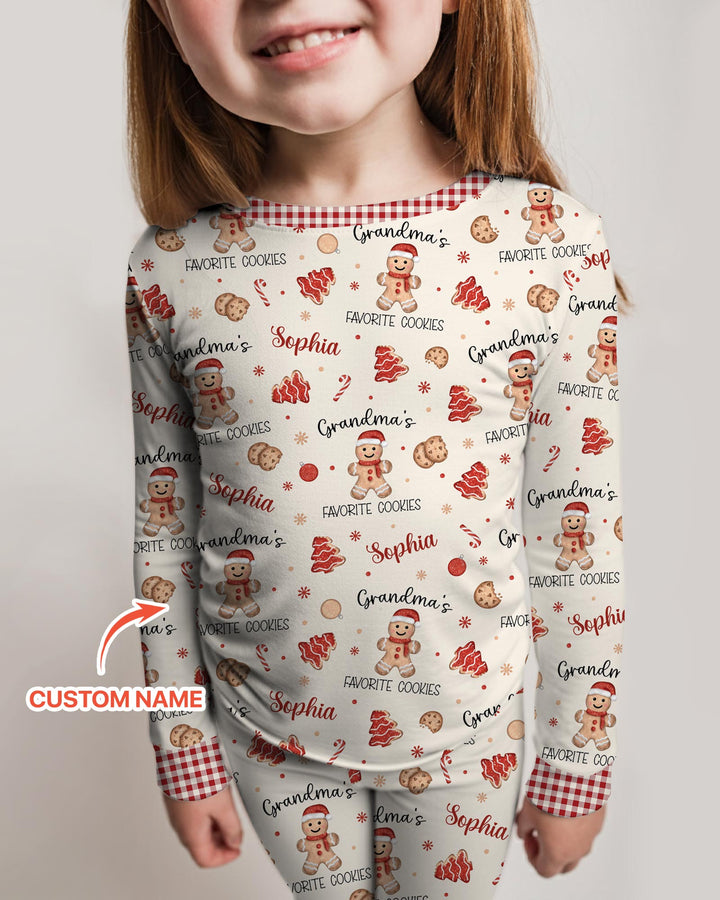 Custom Name Grandma’s Favorite Cookies Bamboo Two Piece Long Sleeve Pajama Set