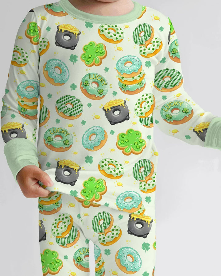 St. Patrick's Day Donut Bamboo Two Piece Long Sleeve Pajama Set