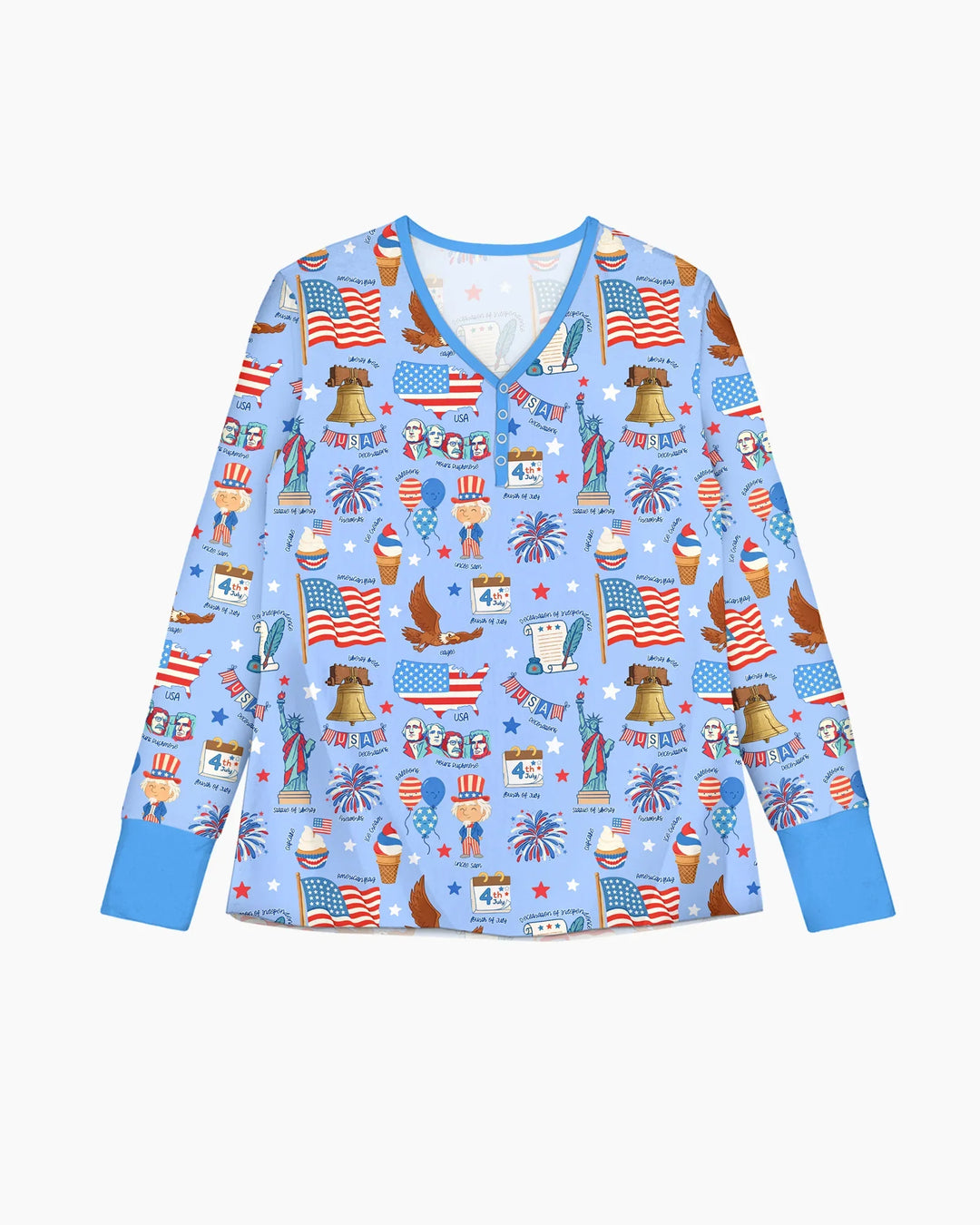 Hand Drawn Patriotic Iconic Bamboo Women Pajama Set