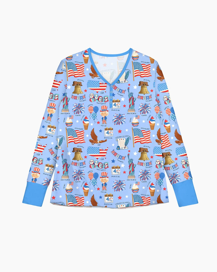 Hand Drawn Patriotic Iconic Bamboo Women Pajama Set
