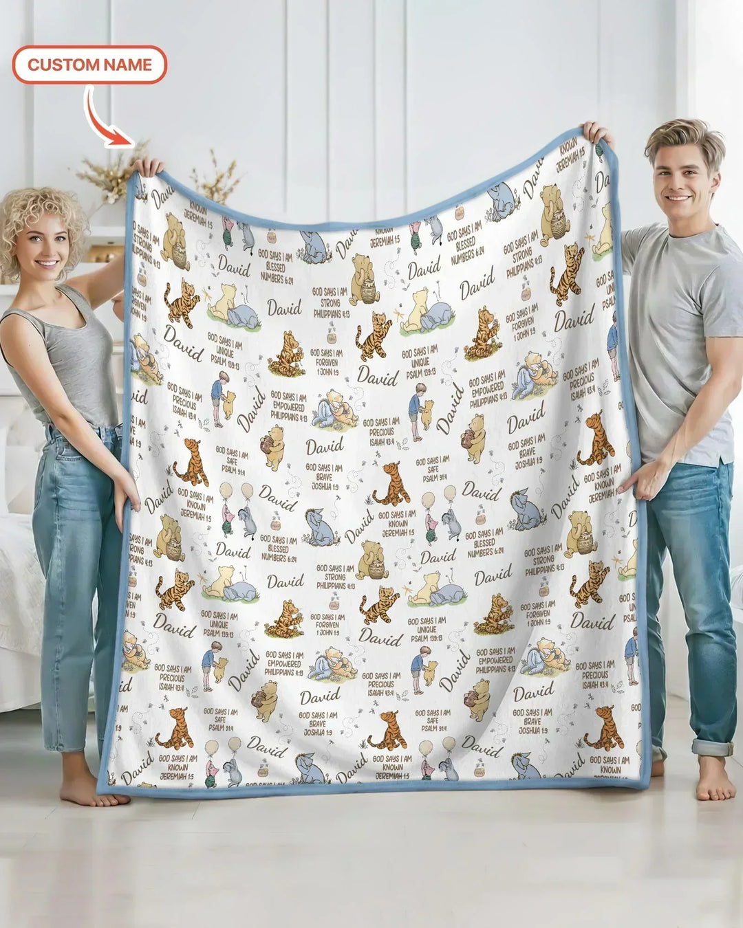 Custom Name God Says I Am Classic Bear Bamboo Blanket