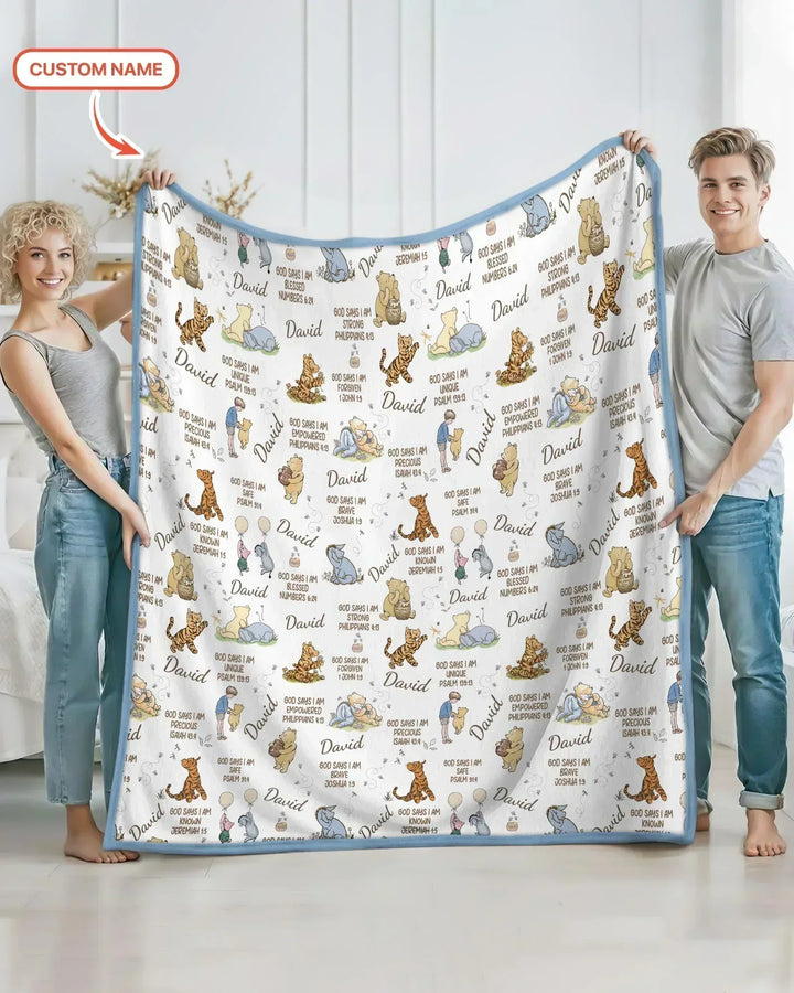 Custom Name God Says I Am Classic Bear Bamboo Blanket