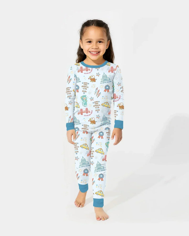 250 Years Of Freedom Bamboo Two Piece Long Sleeve Pajama Set