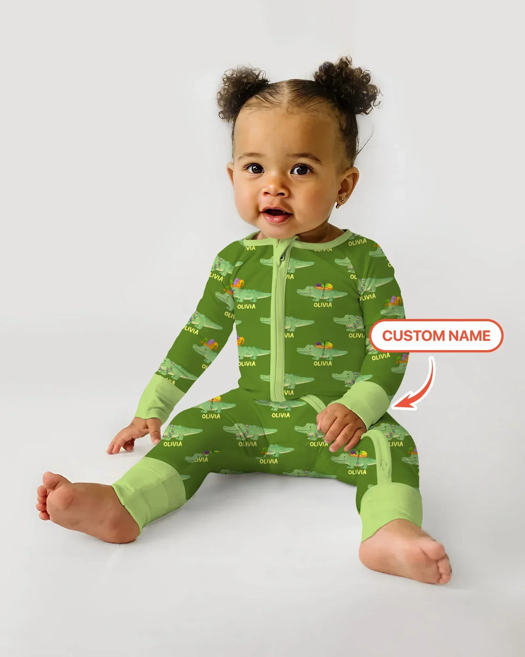Custom Name Mardi Gras Gator Bamboo Convertible Zippy