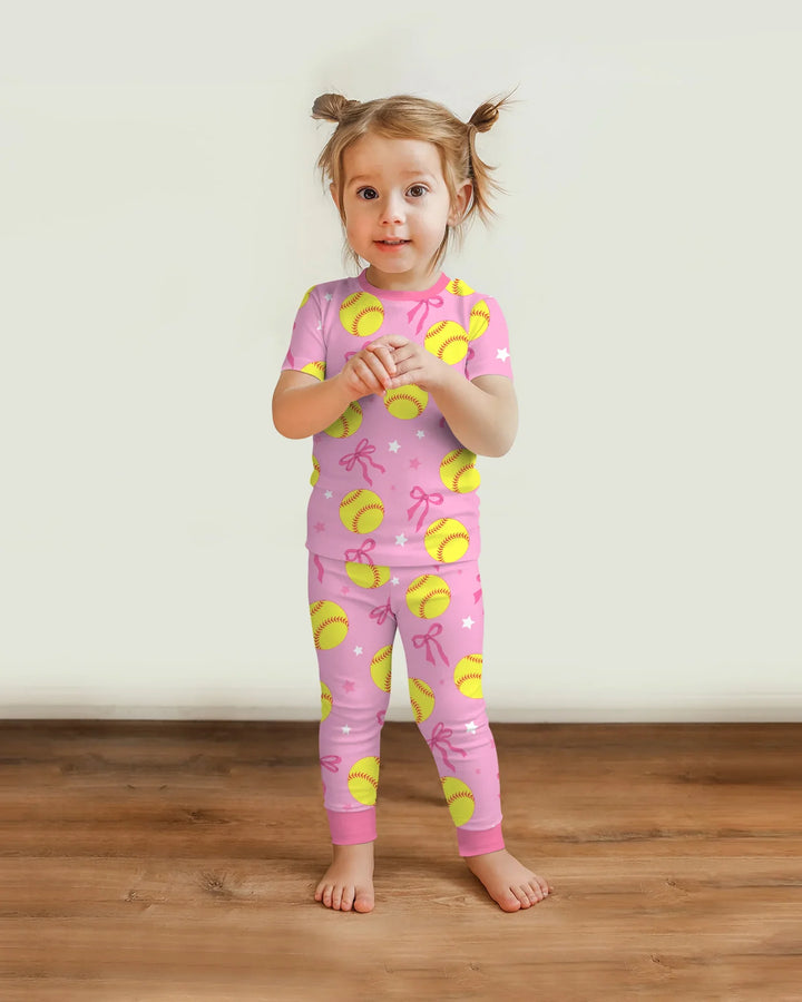 Softball Lovers Bamboo Two Piece Short Sleeve Pajama Set