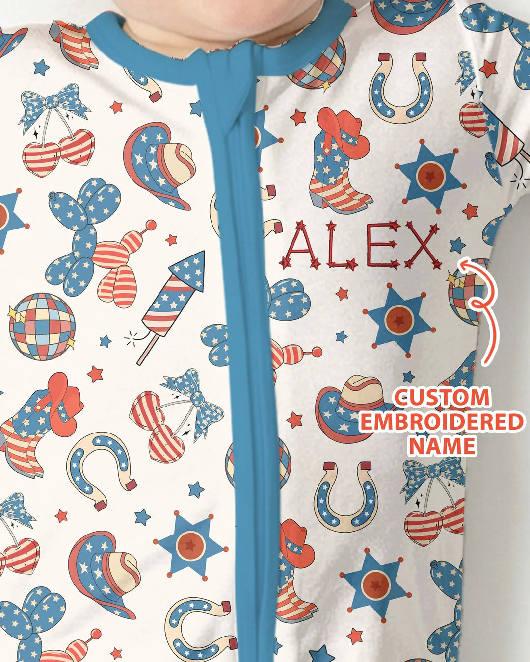 Custom Name Embroidered Howdy 4th Of July Bamboo Convertible Zippy