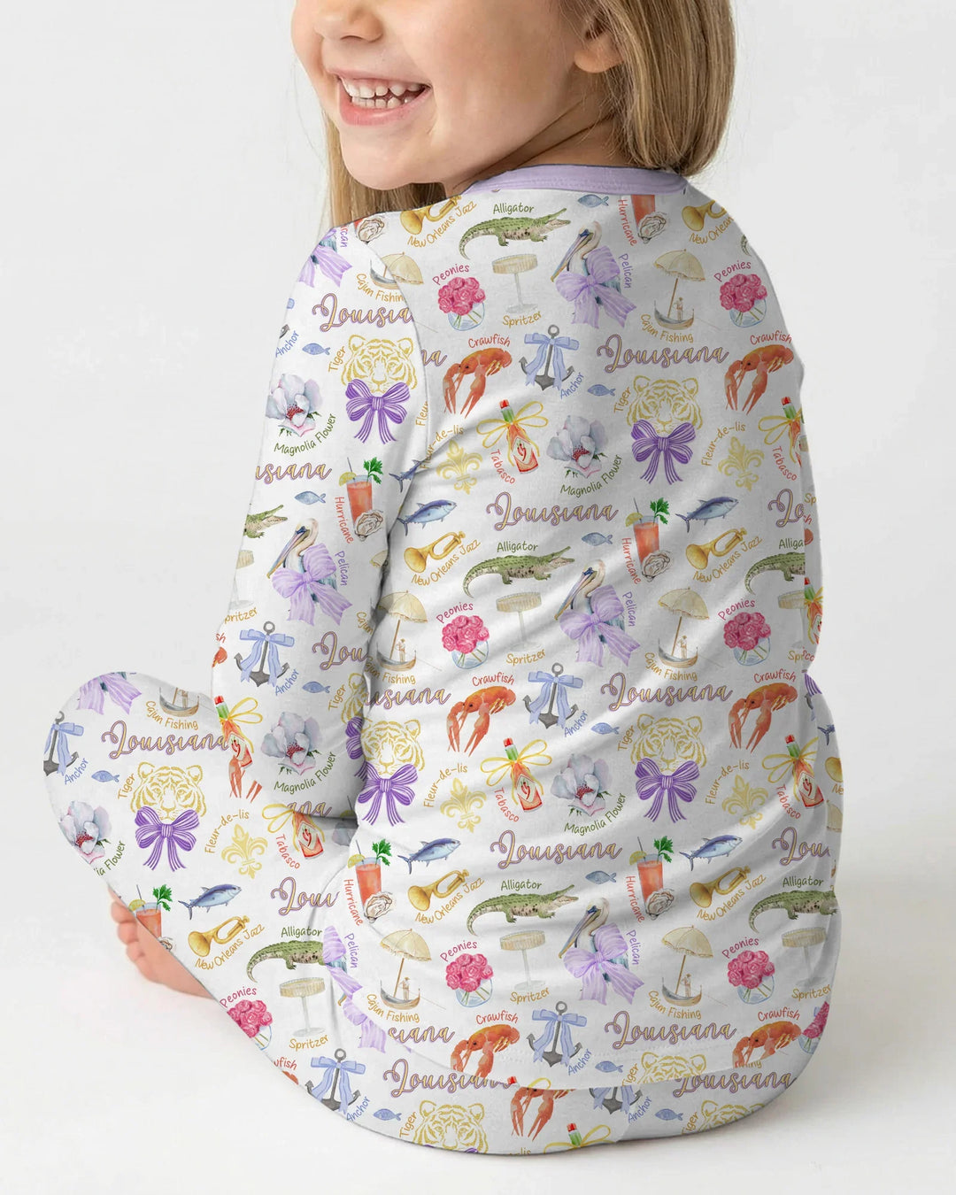Louisiana Preppy Summer Bamboo Two Piece Long Sleeve Pajama Set