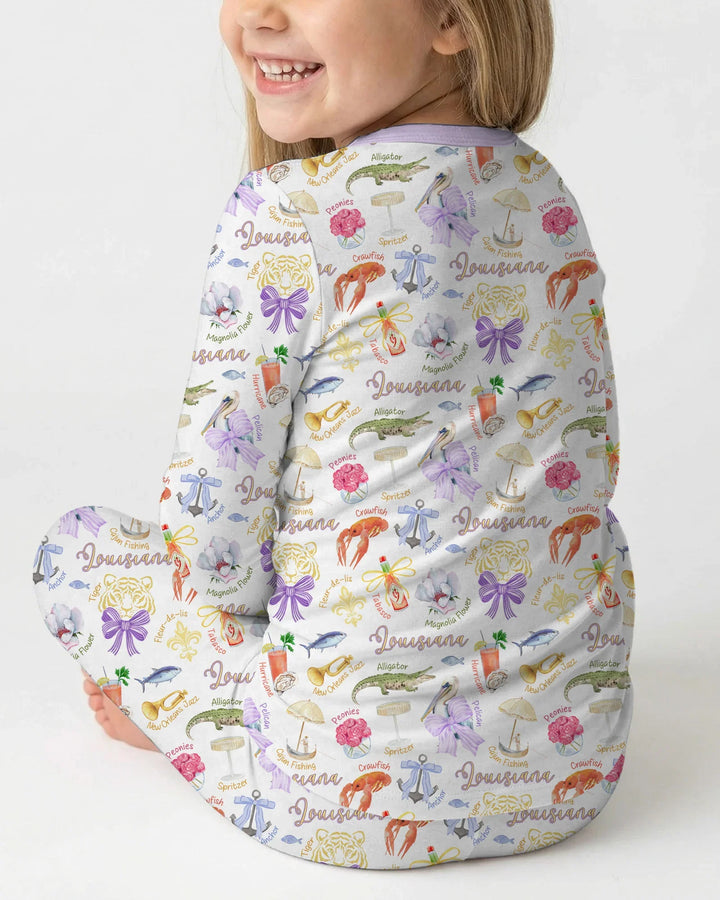 Louisiana Preppy Summer Bamboo Two Piece Long Sleeve Pajama Set