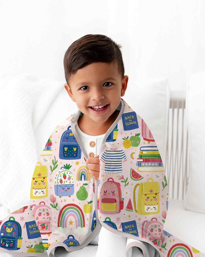 Sweet Rainbow School Adventure Bamboo Blanket