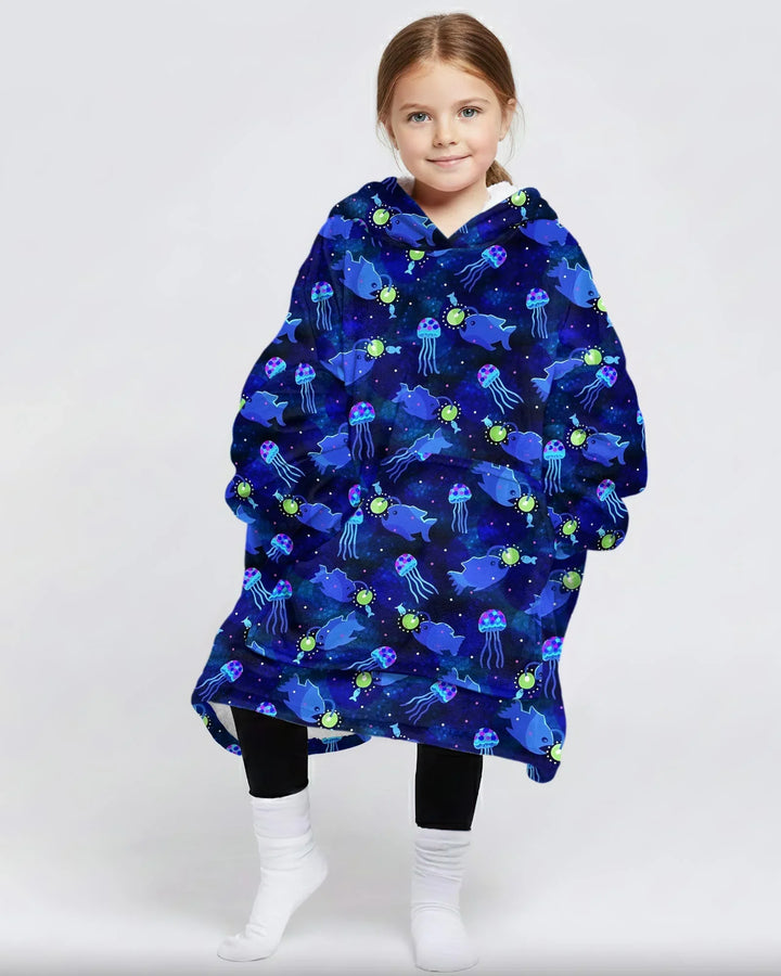 Happy Glow Fish Wearable Bamboo Blanket Hoodie