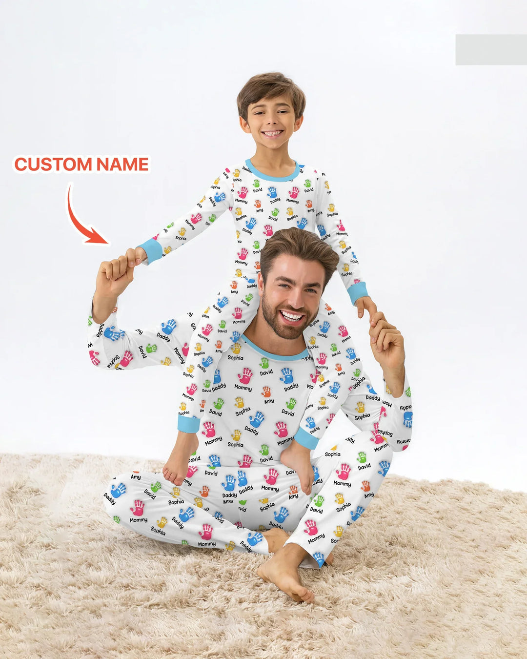 First Mother Day - Handprints Bamboo Two Piece Long Sleeve Pajama Set