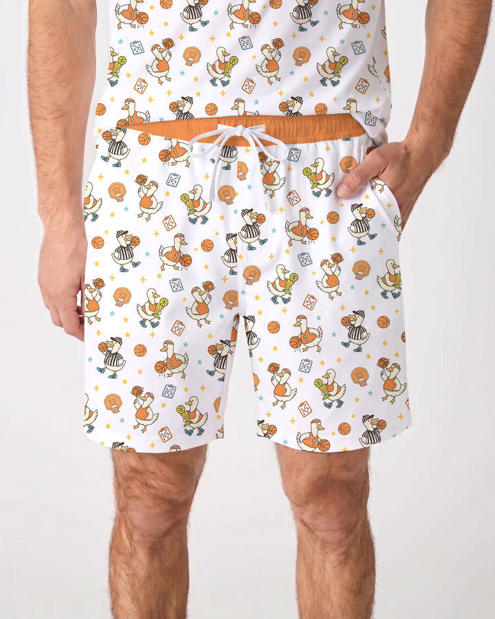 Silly Goose Playing Basketball Bamboo Men Short Sleeve Short Pajama Set