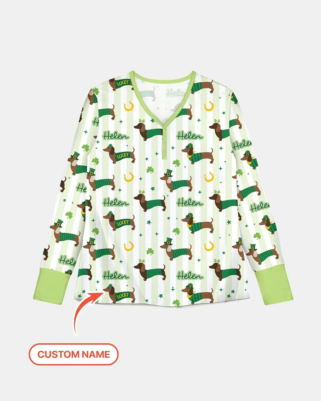 Lucky Dachshunds St. Patrick's Day Family Matching Bamboo Women Pajama Set