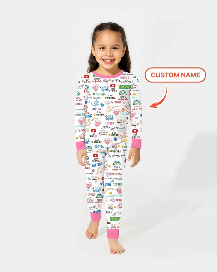 Daily Affirmations Matching Mommy & Baby Bamboo Two Piece Long Sleeve Pajama Set