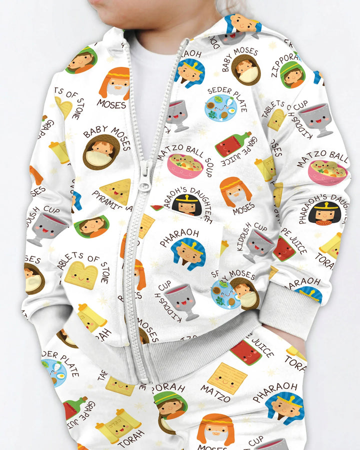 Cute Passover Characters Bamboo Zip Hoodie