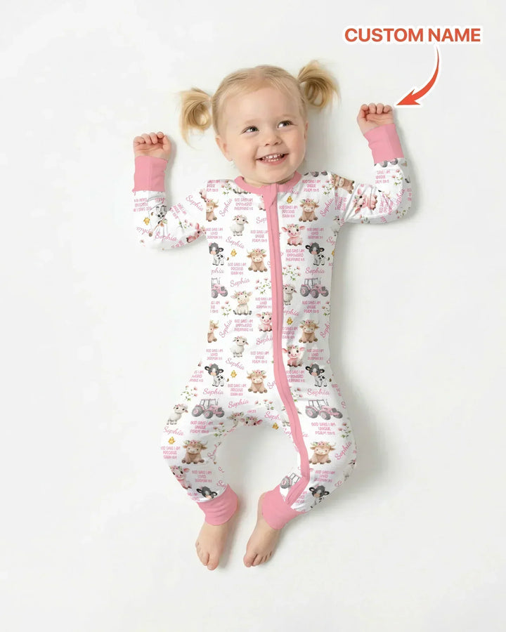 Custom Name God Says I Am Farm Animals Bamboo Convertible Zippy