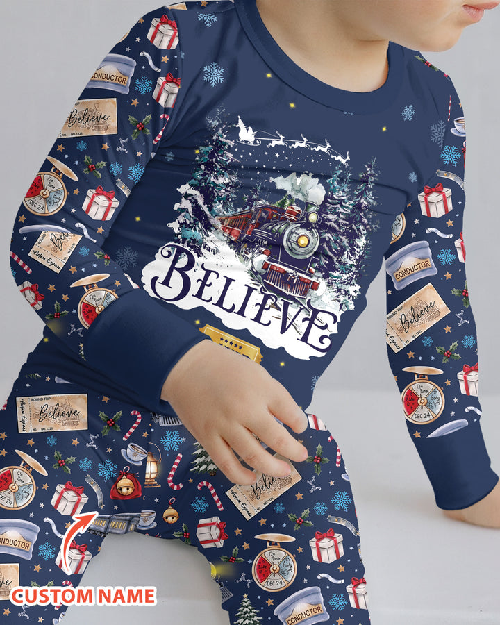 Believe Train Bamboo Two Piece Long Sleeve Pajama Set