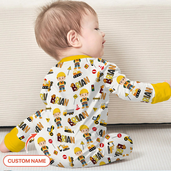 Custom Name Doodle Little Builder Bamboo Convertible Zippy